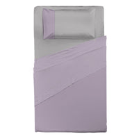 Happidea Completo Letto Piazza e Mezza in Cotone Bicolore Glicine/Perla