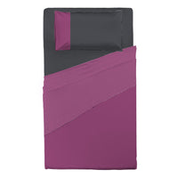 Happidea Completo Letto Piazza e Mezza in Cotone Bicolore Ciclamino/Grafite