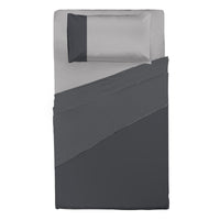 Happidea Completo Letto Piazza e Mezza in Cotone Bicolore Grafite/Perla