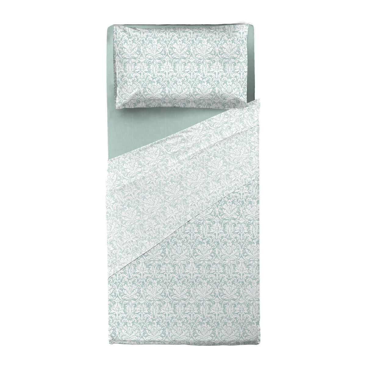 Completo Letto Singolo in Cotone con Stampa - Fantasia Filomena Aqua
