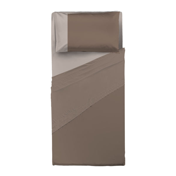 Happidea Completo Letto Singolo in Cotone Bicolore Biscotto/Bicolore Sabbia