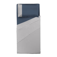Happidea Completo Letto Singolo in Cotone Bicolore Perla/Blu Profondo