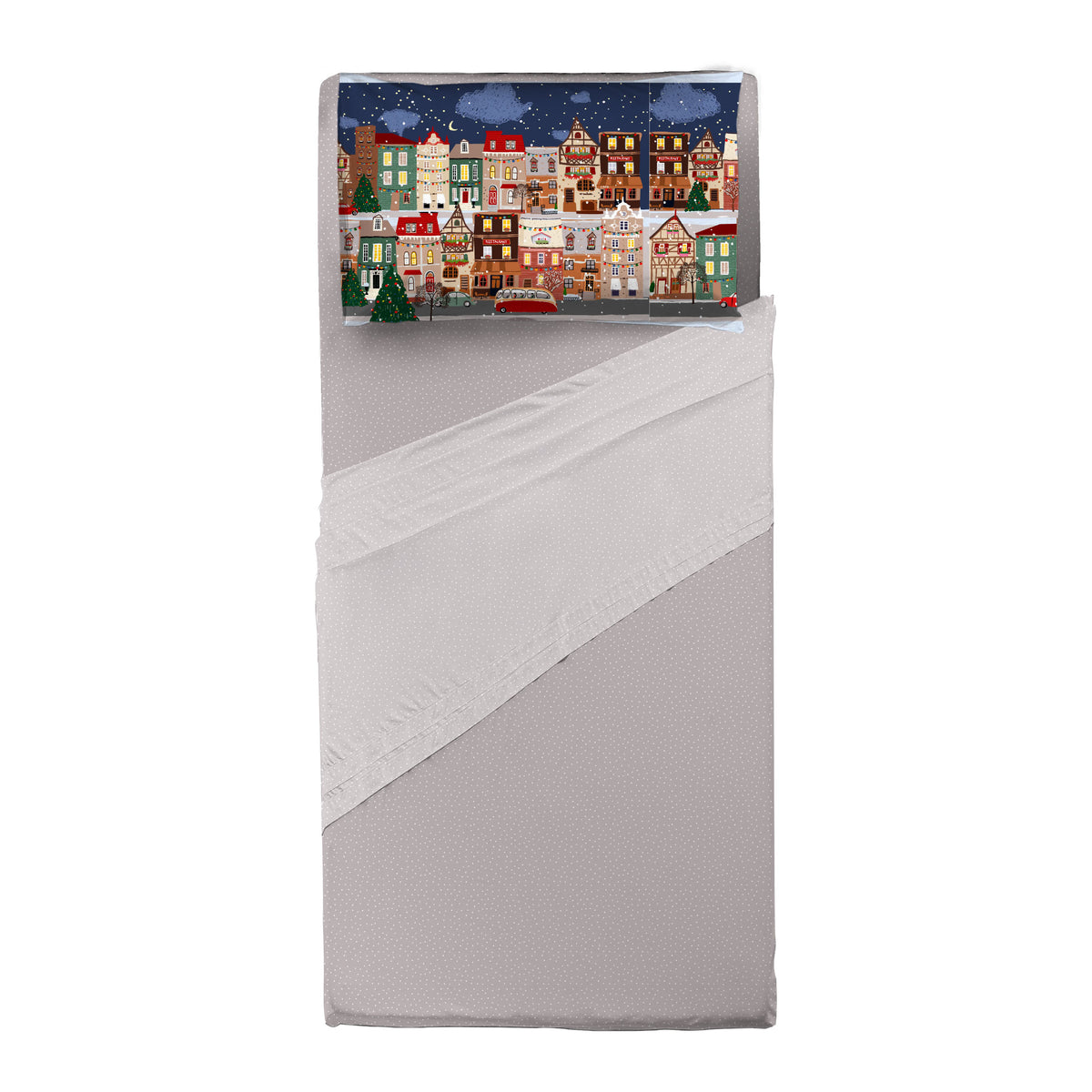 Completo Letto Singolo con Stampa Digitale - Fantasia Lovely Reindeer Eve Night Multicolor