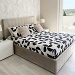 Completo Letto Matrimoniale in Puro Cotone con Stampa Contemporary - Fantasia Olsen Black