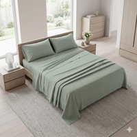 Completo Letto Matrimoniale in Cotone Atelier Fragrance Tinta Unita Sage Green