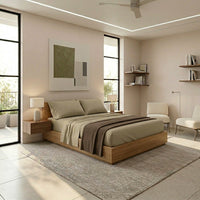 Completo Letto Matrimoniale in Cotone Atelier Fragrance Tinta Unita Sand