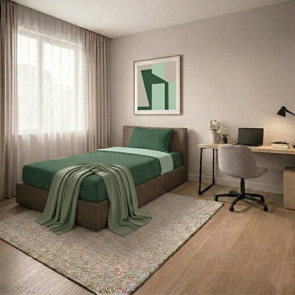 Completo Letto Singolo in Cotone con Stampa Gylfe Green