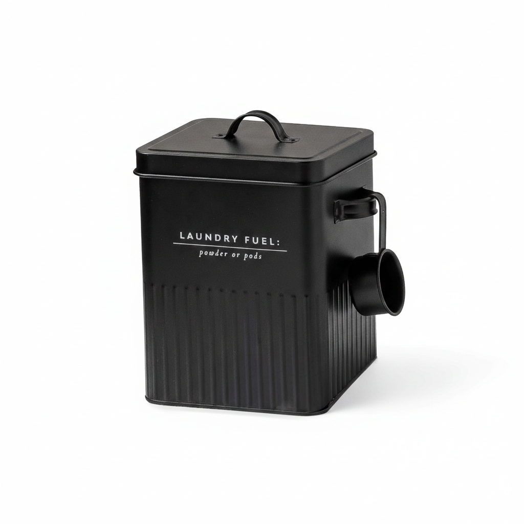 Contenitore Porta Detersivo 5L Soft cm 18x15,5x23 Tinta Unita Black
