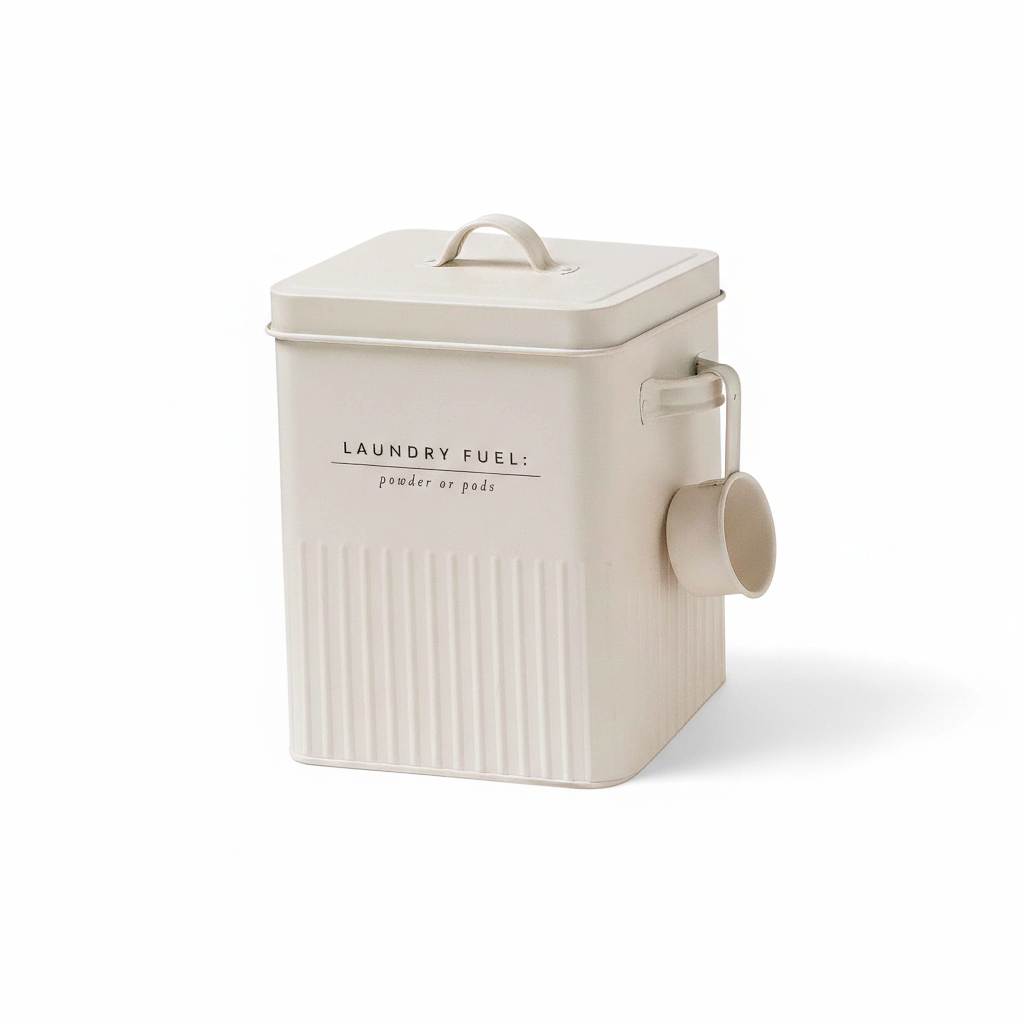Contenitore Porta Detersivo 5L Soft cm 18x15,5x23 Tinta Unita Cream