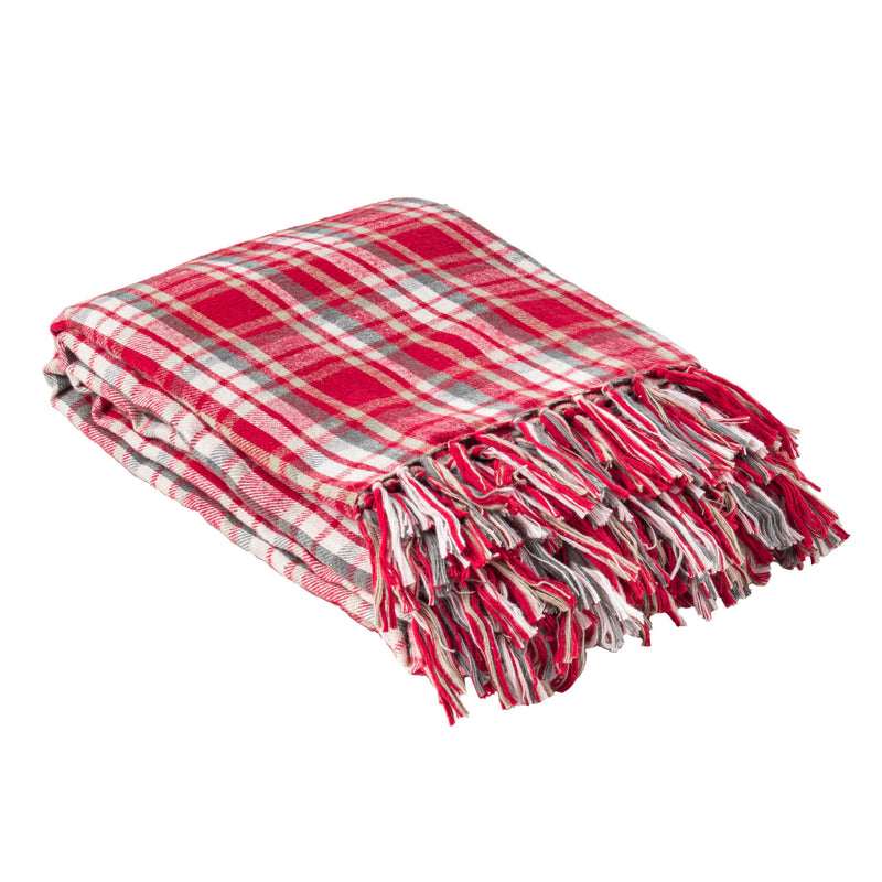 Coperta in Flanella Stockholm Sweden Gnome 150x200 cm Tartan Red