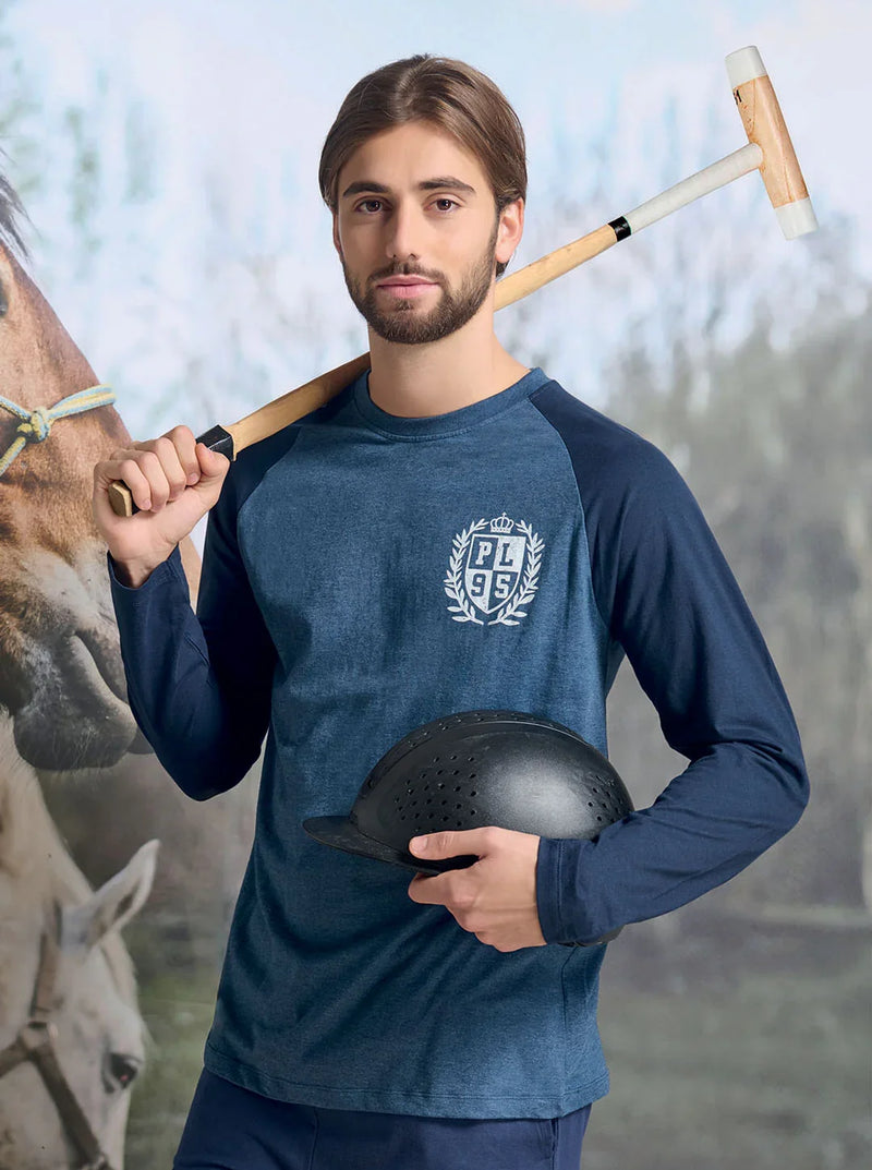 Pigiama Lungo Uomo Abelardo Blue Melange - Amo La Casa Shop