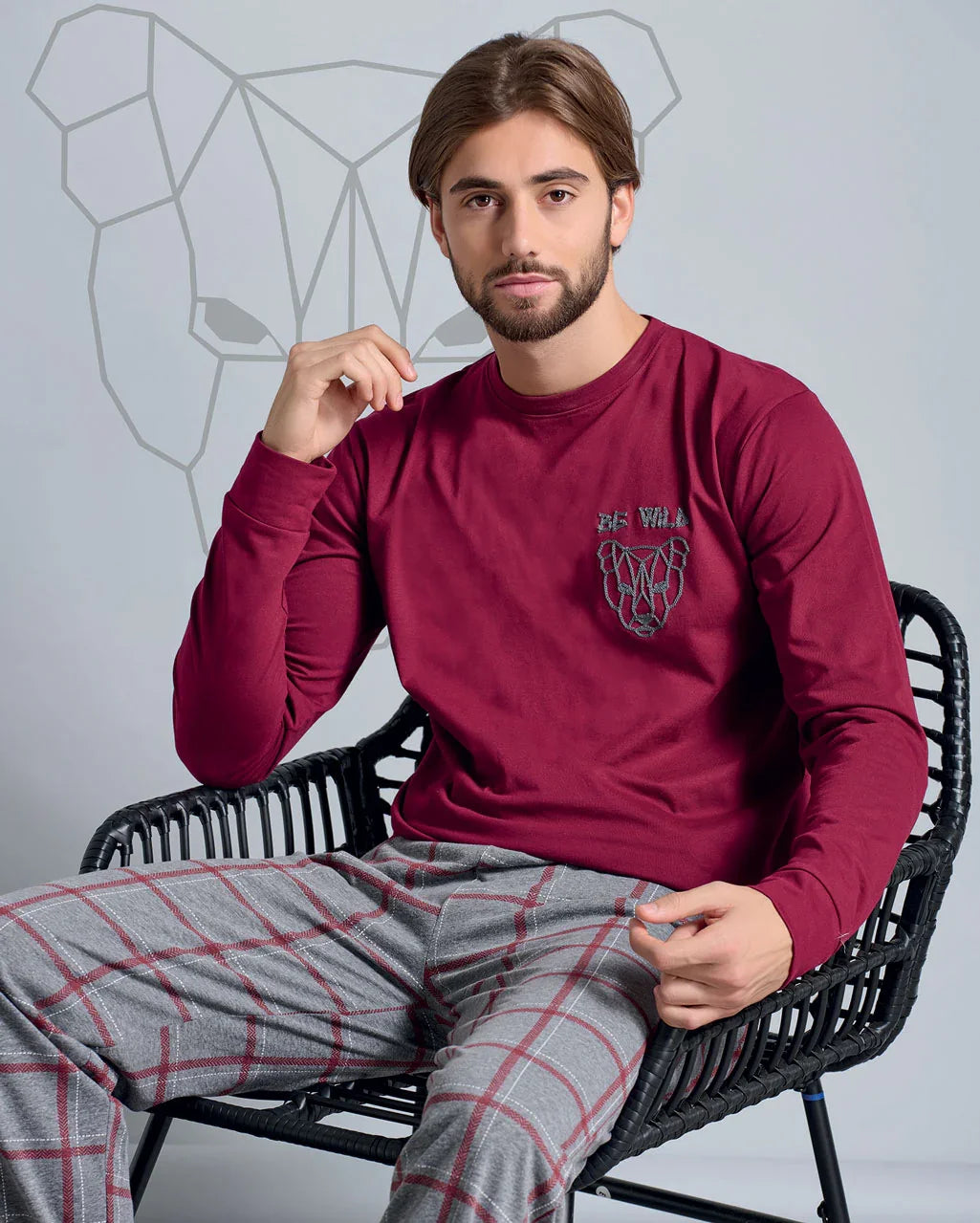 Pigiama Lungo Uomo Tibor Bordeaux - Amo La Casa Shop