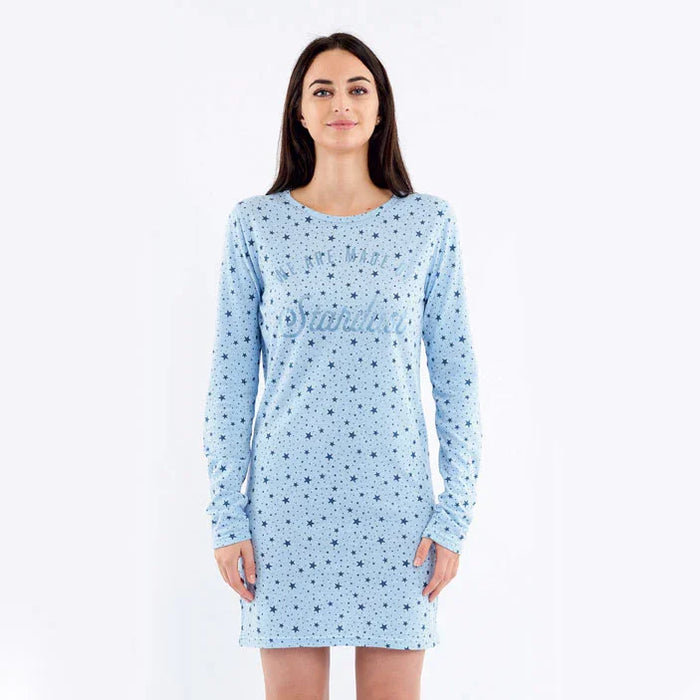 Camicia Da Notte Donna Mariana Azzurro Melange - Amo La Casa Shop