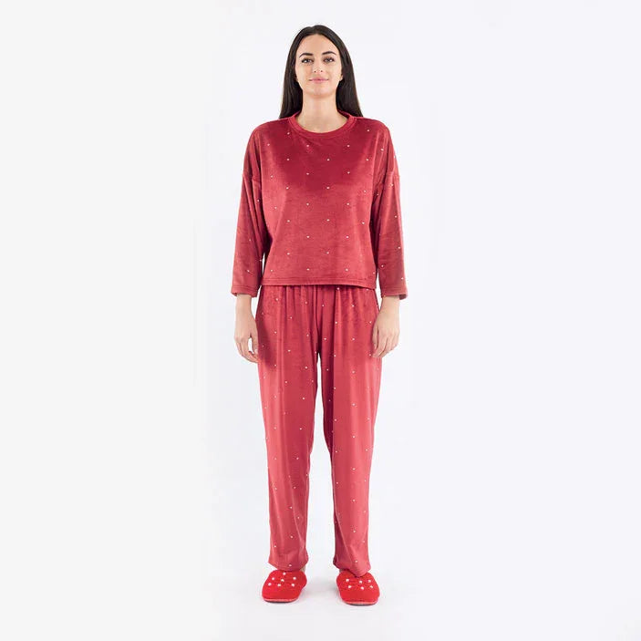 Pigiama Lungo Donna Bertilla Bordeaux - Amo La Casa Shop