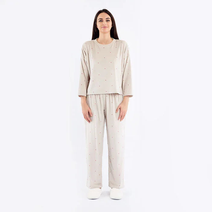 Pigiama Lungo Donna Bertilla Ivory - Amo La Casa Shop