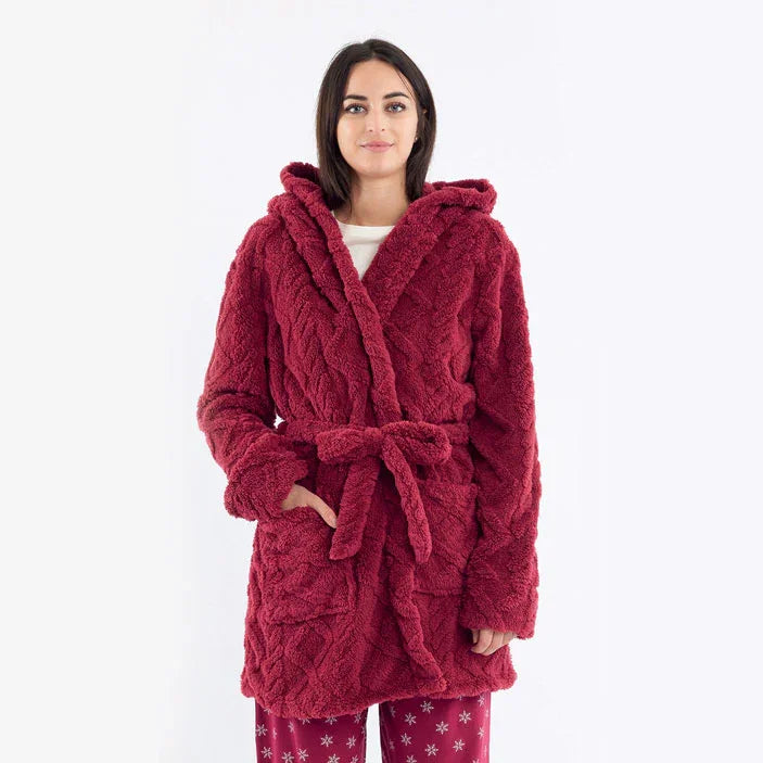 Set Notte Donna Roxa Vestaglia + Calzini Bordeaux - Amo La Casa Shop