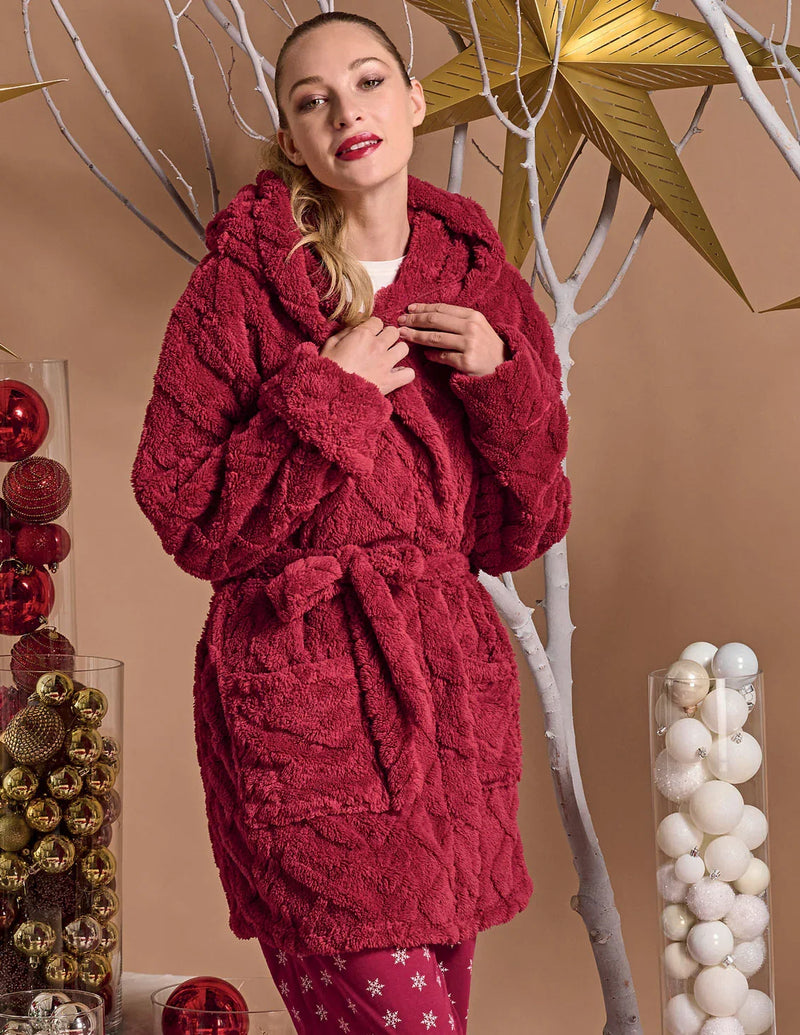 Set Notte Donna Roxa Vestaglia + Calzini Bordeaux - Amo La Casa Shop