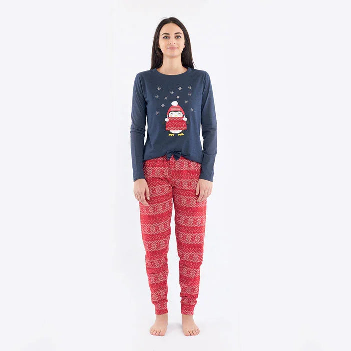 Pigiama Lungo Donna Blanka Blue Melange - Amo La Casa Shop