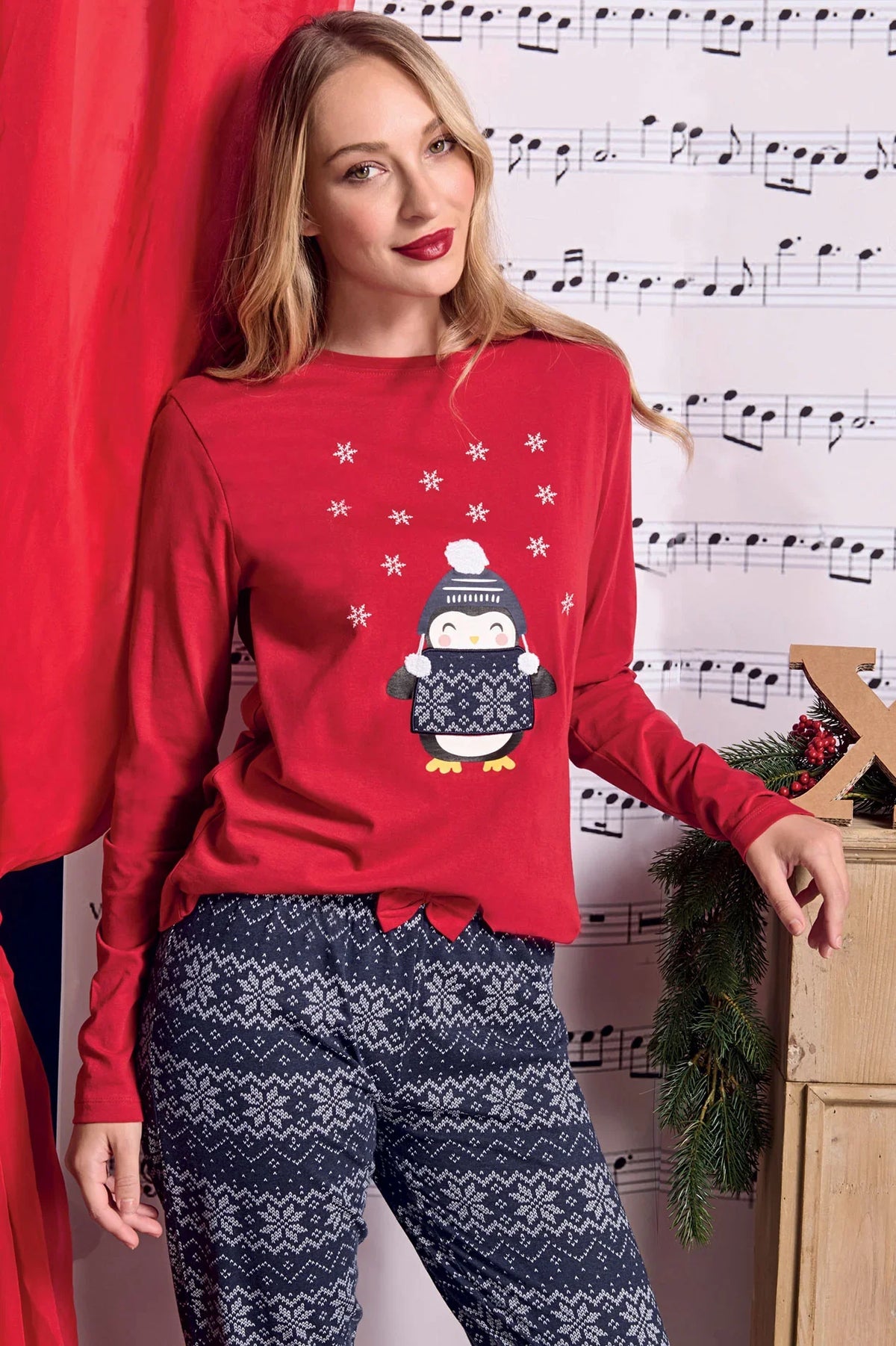 Pigiama Lungo Donna Blanka Rosso - Amo La Casa Shop