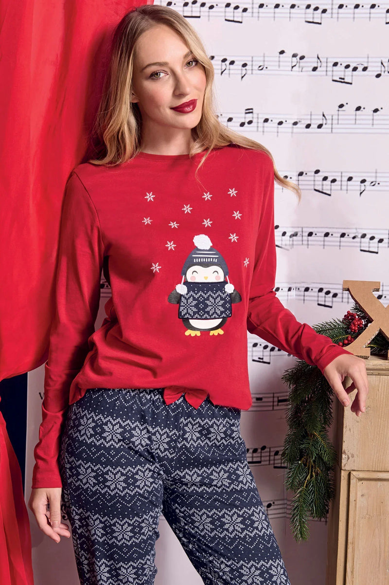 Pigiama Lungo Donna Blanka Rosso - Amo La Casa Shop