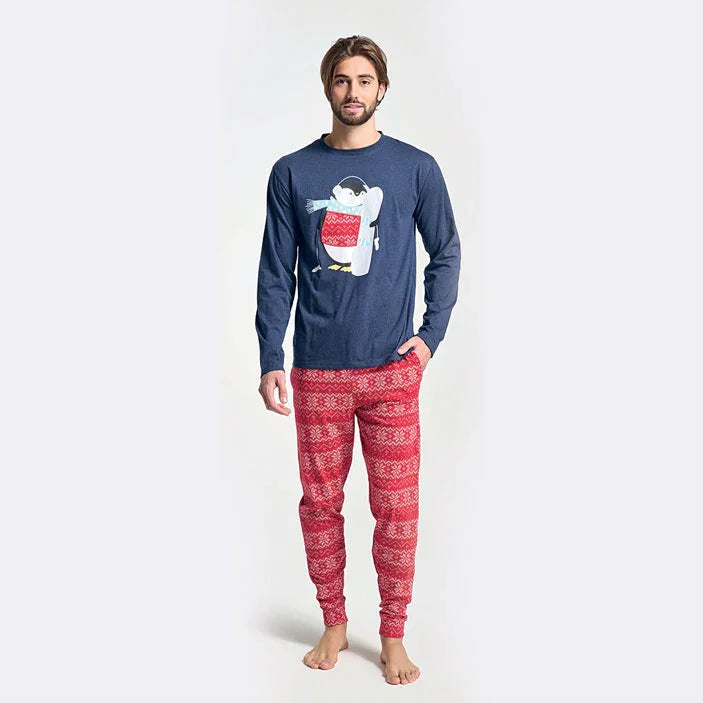 Pigiama Lungo Uomo Albano Blue Melange - Amo La Casa Shop