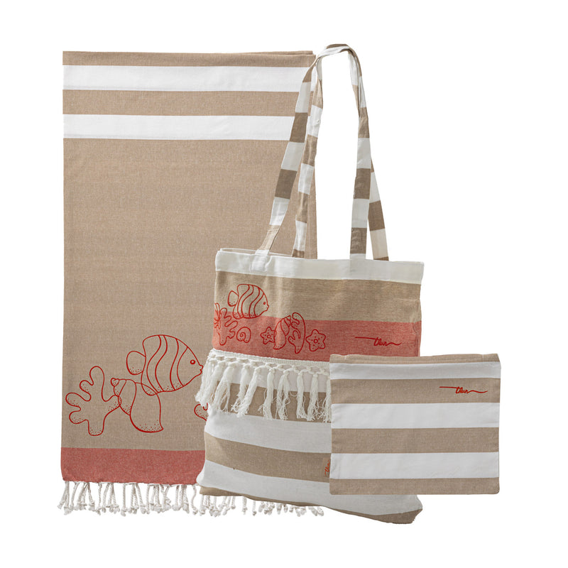 THUN® Set Borsa, Pochette e Asciugamano One Size Beige