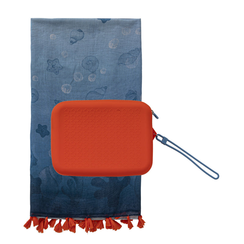 THUN® Set Pareo e Pochette One Size Orange/Light Blue