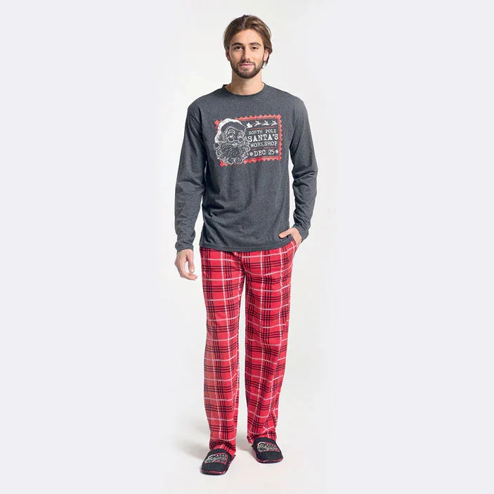 Pigiama Lungo Uomo Emilio Charcol Grigio Melange - Amo La Casa Shop