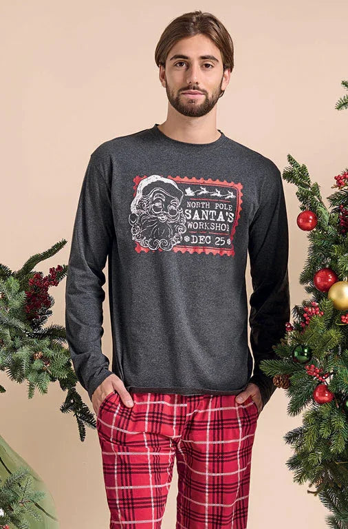 Pigiama Lungo Uomo Emilio Charcol Grigio Melange - Amo La Casa Shop