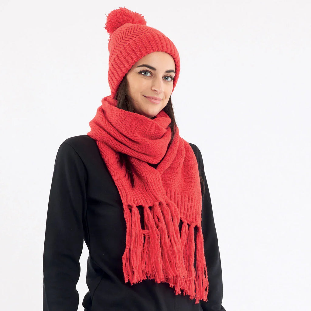 Set Berretto + Sciarpa Femke Taglia Unica Rosso - Amo La Casa Shop