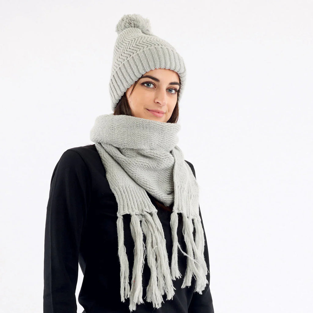 Set Berretto + Sciarpa Femke Taglia Unica Grigio - Amo La Casa Shop