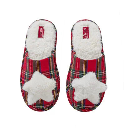THUN® Pantofole Donna Thunland Tartan Stella Rosso - Amo La Casa Shop