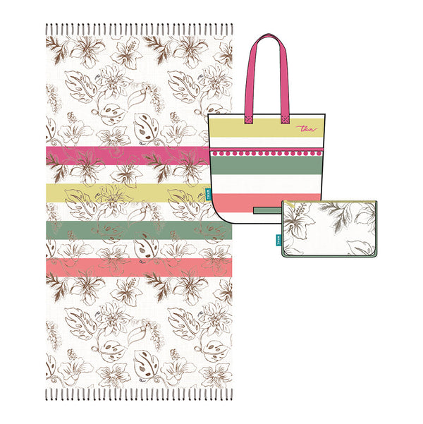 THUN® Borsa + Pochette + Telo Mare Donna One Size Beige