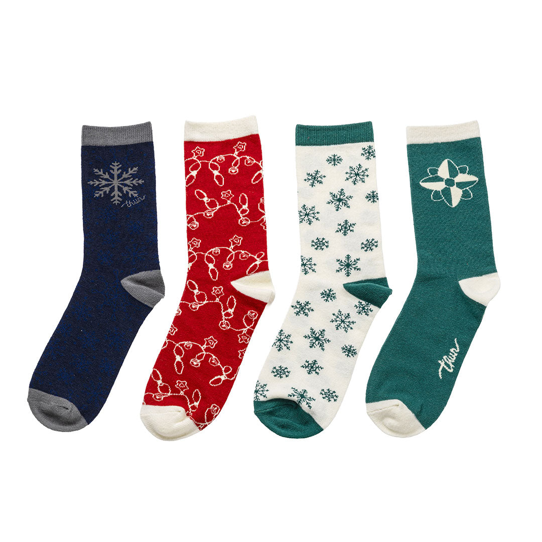 THUN® Set Barattolo 4 Calzini Pressati Uomo Bosco D'Inverno - Assortiti One Size Assorted
