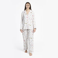 THUN® Daphne Damen-Langpyjamas – Weißes Schleifenmuster