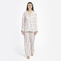 THUN® Daphne Damen-Langpyjamas – Beige-Lichtmuster