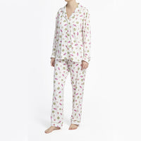 THUN® Daphne Damen-Langpyjamas – Beige-Lichtmuster