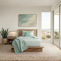 Completo Letto Singolo in Cotone con Stampa - Fantasia Filomena Aqua
