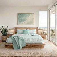 Completo Letto Matrimoniale in Cotone con Stampa - Fantasia Filomena Aqua