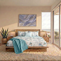 Completo Letto Matrimoniale in Cotone con Stampa - Fantasia Micole Blue