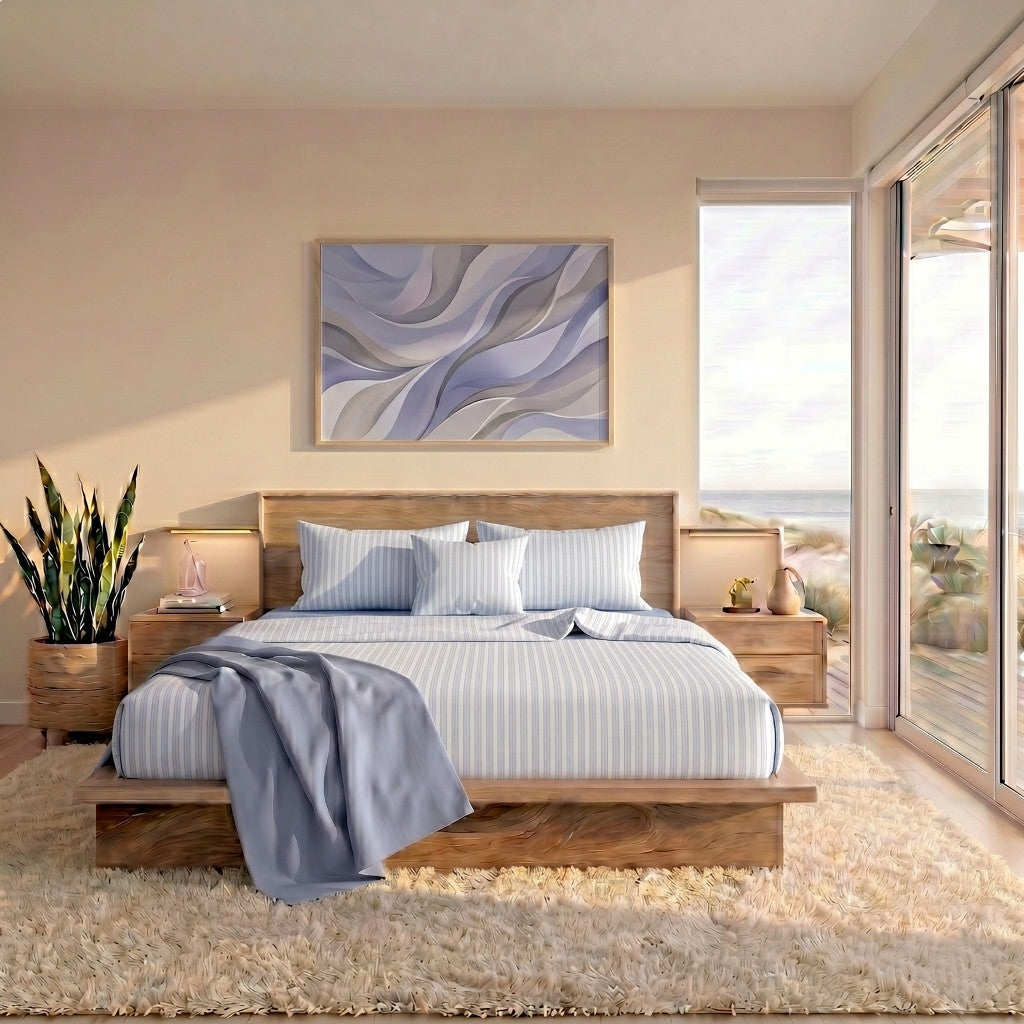Completo Letto Matrimoniale in Cotone con Stampa - Fantasia Tweed Blue