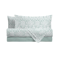 Completo Letto Matrimoniale in Cotone con Stampa - Fantasia Filomena Aqua