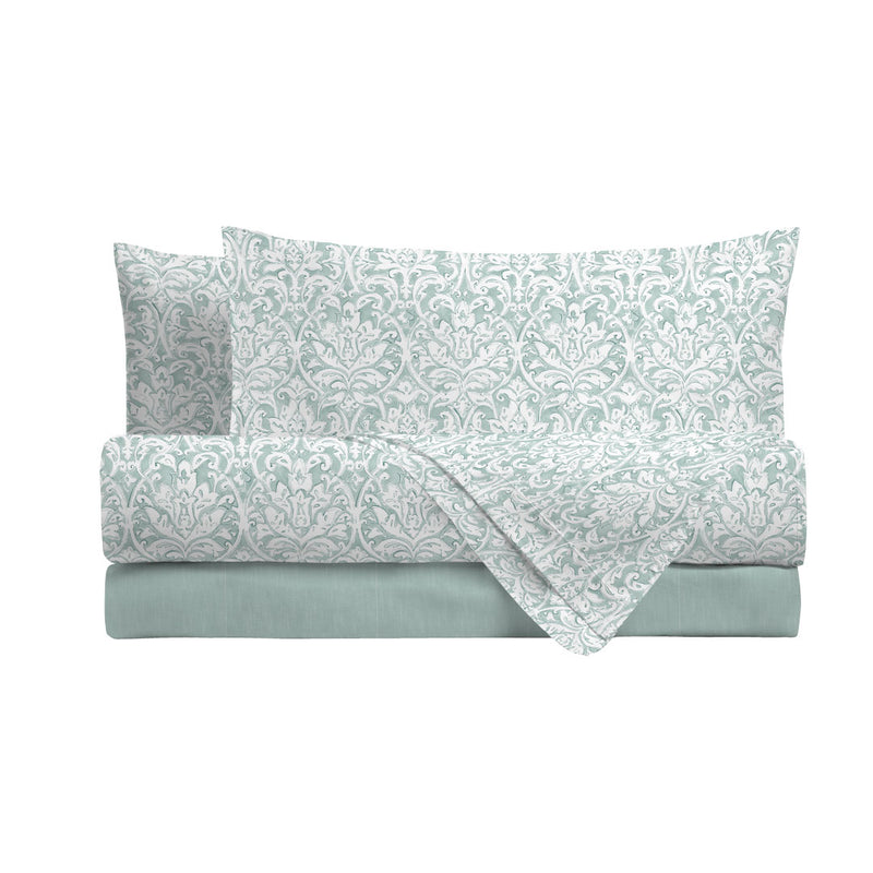 Completo Letto Singolo in Cotone con Stampa - Fantasia Filomena Aqua