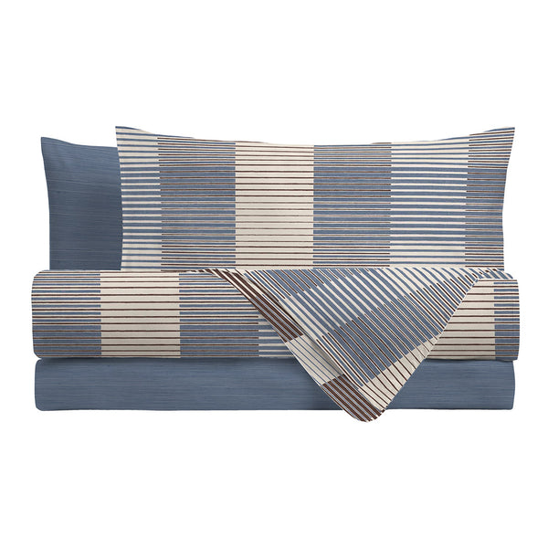 Parure Copripiumino Matrimoniale in Cotone con Stampa - Fantasia Dream Me Gilbert Blue