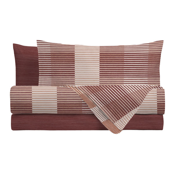 Parure Copripiumino Singola in Cotone con Stampa - Fantasia Feel Me Gilbert Burgundy