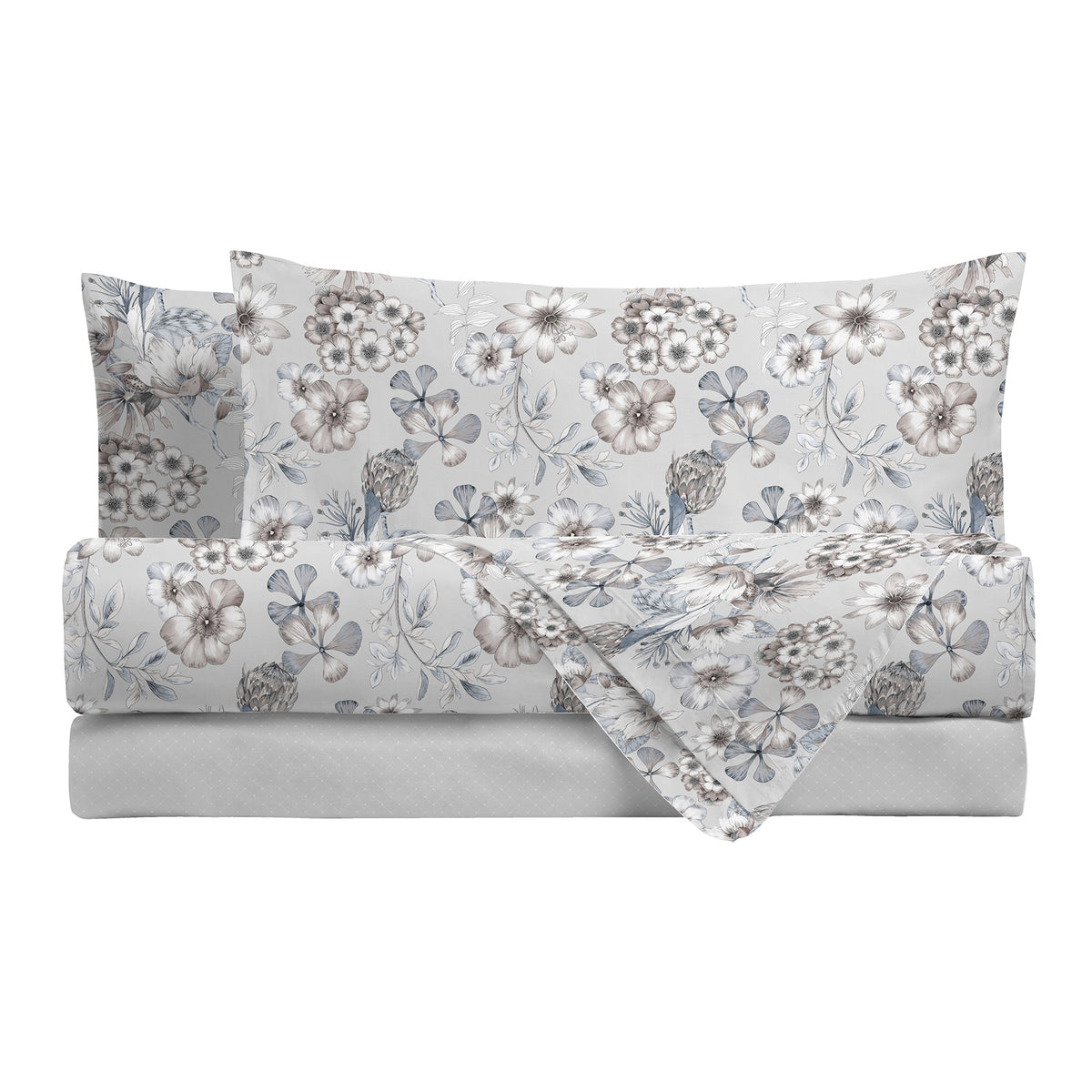 Happidea Completo Letto in Cotone con Stampa Matrimoniale Gwen Greige