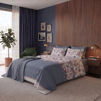Happidea Completo Letto Matrimoniale in Cotone con Stampa 2 in 1 Emmatheo Blue