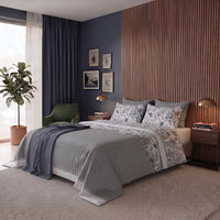 Happidea Completo Letto Matrimoniale in Cotone con Stampa 2 in 1 Emmatheo Grey