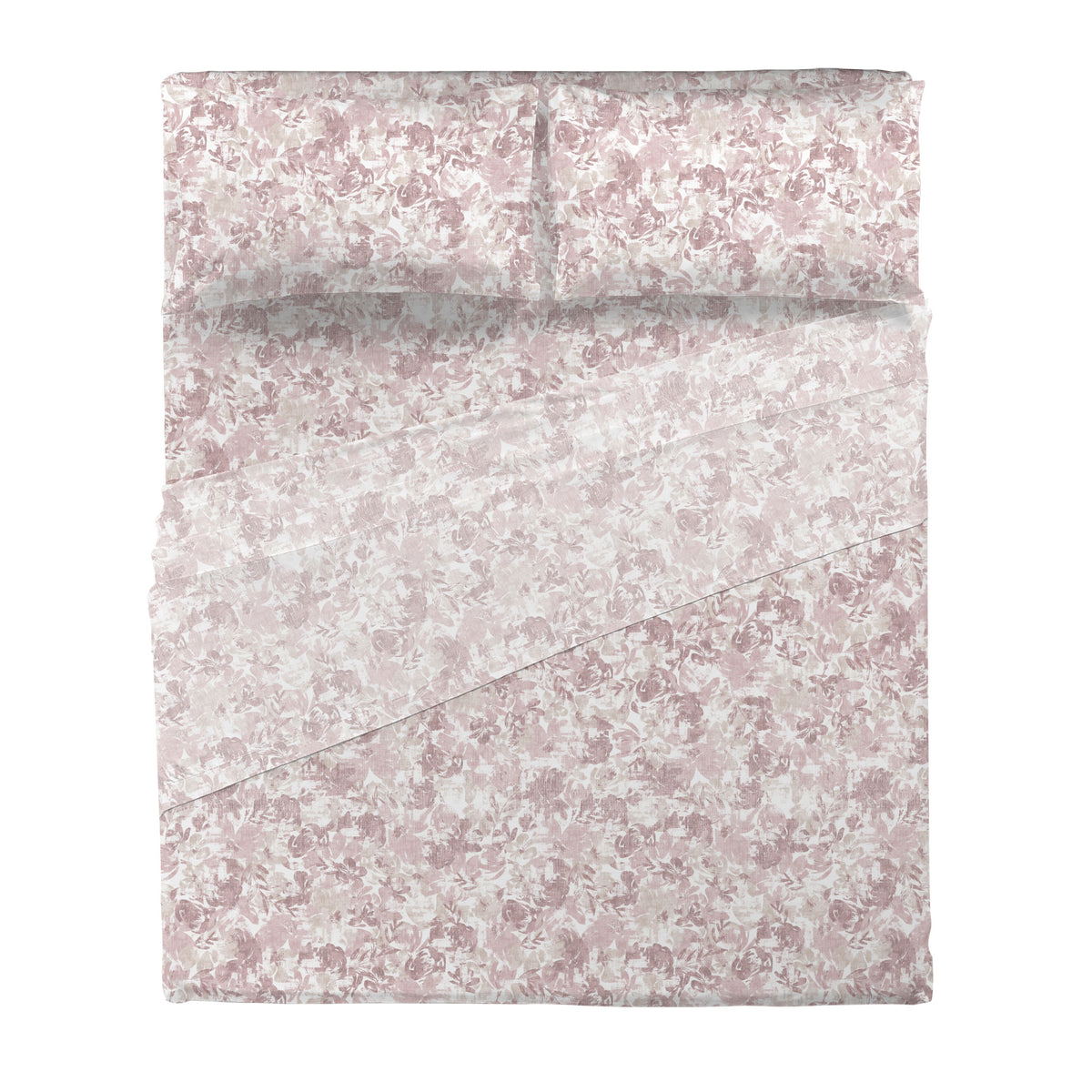 Happidea Completo Letto Matrimoniale in Flanella di Cotone con Stampa Adelia Pink