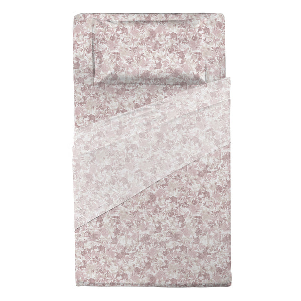 Happidea Completo Letto Piazza e Mezza in Flanella di Cotone con Stampa Adelia Pink